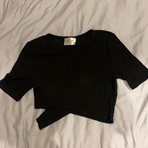 Black Cutout Crop Top Ribbed Size Small